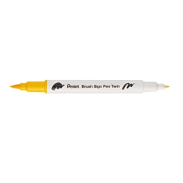 T122 Yellow Brush Sign Pen Twin Pentel Marker Pen