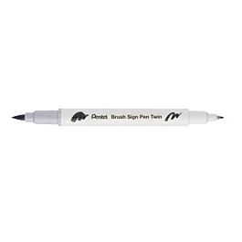 T126 Silver Gray Brush Sign Pen Twin Pentel Marker Pen