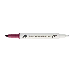 T128 Dark Red Brush Sign Pen Twin Pentel Marker Pen