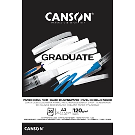 Zeichenblock Graduate Noir geklebt 1 Seite glatt Canson A3 120g/m².