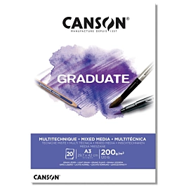 Mixed Media Pads 1 zijde fijnkorrelig gelijmd Graduate Canson A3 200g/m²