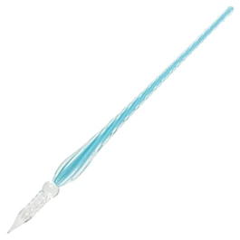 J.Herbin 18,5cm round glass feather in sky blue