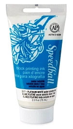 Water-based woodcut ink Platinum White Speedball 75ml