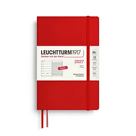 Agenda settimanale a righe 2027, colore ciliegia, copertina morbida, Leuchtturm1917, formato B6+