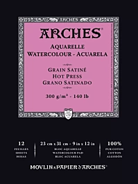 Arches Watercolour pad glued on one side 300g/m² Grain Satin 300g/m² 23x31cm