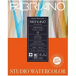 Bloc Acuarela Satinado 12H Hot Press Fabriano 20x25cm 300g/m²