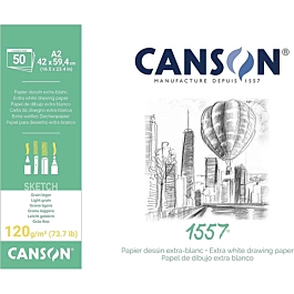 Bloco de desenho JA1557 Colado 1 lado Grão fino Canson A2 120g/m²