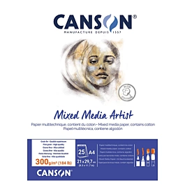 Canson Mixed Media Artist Block Geleimt 25H A4 300g/m²