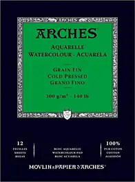 Arches Glued Watercolour Pad, Fine-Grain, 300g/m², 21x29.7cm