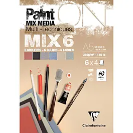 Paint On Mix6 Clairefontaine A5 250g mengblok voor medium kleuren
