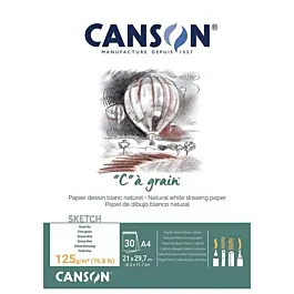 Bloco colado desenho branco natural "C" à Grão Canson A4 125g/m²