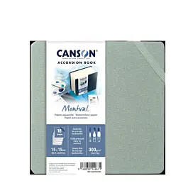 Montval-Aquarell-Block im Akkordeonformat, feinkörnig, Art Book, grau, Canson, 15 x 15, 300 g/m²
