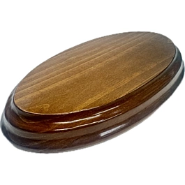 SUPER OFFRE **40 %** Socle ovale en bois avec vernis couleur noyer 20 x 12 x 2,5 cm