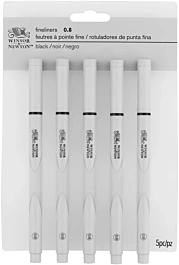 Zestaw 5 czarnych pisaków Winsor &amp; Newton Fineliner 0,8