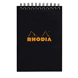 Bloc Notas Espirales Negro Cuadrícula Rhodia nº13 A6
