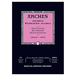 Arches Watercolour pad glued on 1 side 300g/m² satin-finish grain 29,7x42cm