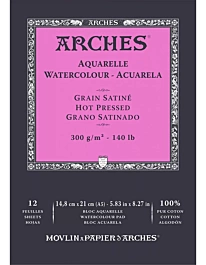 Arches Watercolour Notebook glued on 1 side 300g/m² Grain Satin 300g/m² 14,8x21cm