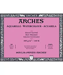 Arches Watercolour Paper Block Glued 4 Sides Hot Pressed 300g/m² 46x61cm