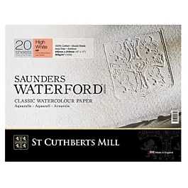 4-seitig Geleimter Block, seidenmattes Papier, 20 Blatt, extraweiß, St. Cuthberts Mill, 41 x 31 cm