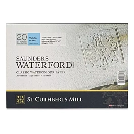 Blok Saunders Waterford 300g/m² klejony drobnoziarnisty biały naturalny St Cuthberts Mill 26x18cm