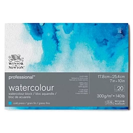Winsor&Newton Blocco adesivo professionale grana fine acquerello 17,8x25,4cm 300gr
