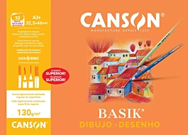 Canson Basik Mini Set met 10 Vellen Glad Tekenpapier A3+ 130g/m²