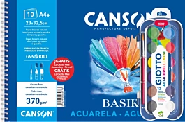 Basik 10H Canson A4+ 370g/m² pad set and Giotto mini watercolor box