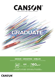 Cahier de dessin collé 1 face grain fin Canson A4 160g/m².