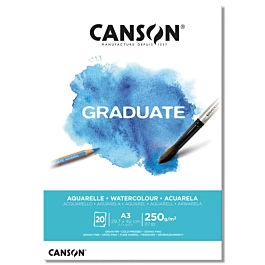 Watercolour Notepad Graduate Glued 1 Side Fine Grain Canson A3 250g/m²