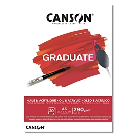 Canson A3 Medium Grain Graduate Acrylic Oil Pad 1 Side Glued 1 Side Medium Grain 290g/m²