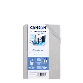 Montval-Aquarell-Block im Akkordeonformat, feinkörnig, Art Book, grau, Canson, A6, 300 g/m²