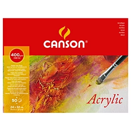 Bloc Acrylic Encolado 1 Lado Grano Fino 50 Hojas Canson 24x32cm 400g/m²