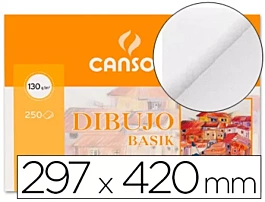 Basik-tekenpapier 130 g / m² 250 vellen A-3 42x29,7 cm.
