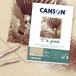 Canson A4 250g/m² Ochre Fine Grain Ochre Fine Grain Coloured Drawing Pad "C" à Grain Glued 1 Side