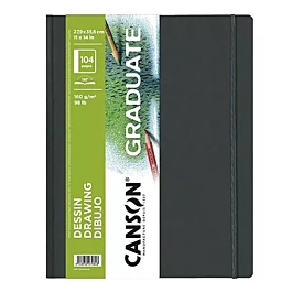 Carnet de dessin Graduate à couverture rigide, grain fin, Canson, 21,6 x 27,9 cm, 160 g/m²