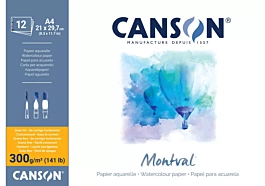 Bloc Montval Acuarela 12 hojas encolado A4 300g/m² Grano fino Canson