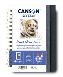 Vertikales Notizbuch für Mischtechniken Artist Canson A4 300g/m² fester Einband