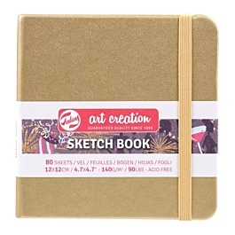 ArtCreation schetsboek, wit met goudkleurige metallic afwerking, 140 g/m², 12 x 12 cm