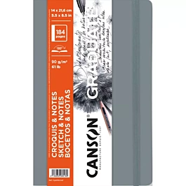 Carnet Sketch Graduate à couverture souple, gris clair, très lisse, grain fin, Canson, 14 x 21,6 cm, 90 g/m²