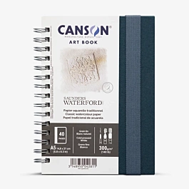 Canson Saunders Waterford spiral bound watercolour vertical notebook fine grain hardback A5 300g/m²