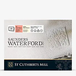 4-seitig geleimter Block, seidenmattes Papier, 20 Blatt, Weiß, Waterford St Cuthberts Mill, 41 x 31 cm