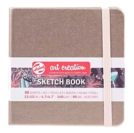 ArtCreation-schetsboek in metallic champagne-roze, 140 g/m², 12 x 12 cm