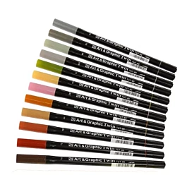 Kuretake ZIG Art & Graphic Twin Tip Marker – Pinselspitze & 0,8 Mm Feinspitze, Deep Brown