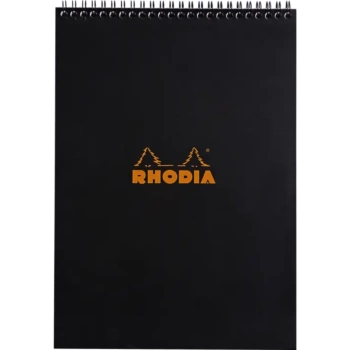 Cuaderno de espiral con líneas negro Plus Rhodia A4