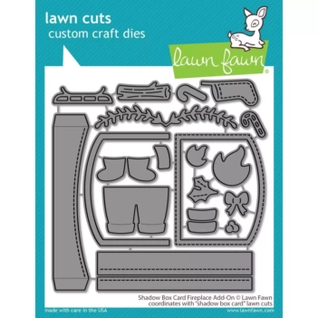 Troqueles Shadow Box Card Fireplace Add-On Lawn Fawn

