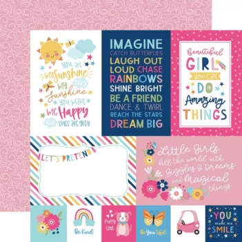 Echo Park Play All Day Girl Papier 4x6" Journaling Cards 30x30cm