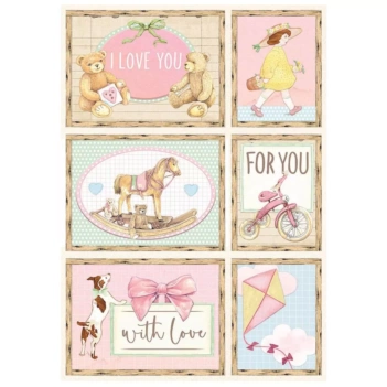 Cartes en papier de riz Rose DayDream Stamperia A4