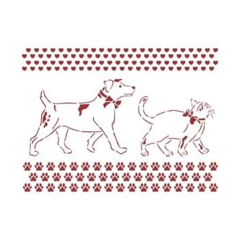 Plantilla de Stencil Dog & Cat DayDream Stamperia 15x20cm
