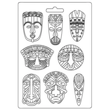 Máscaras Tribais Savana Stamperia Molde Flexível 21x29cm