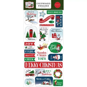 SUPER AANBIEDING **30%**Carta Bella White Christmas Die-Cuts Chipboard Phrases 